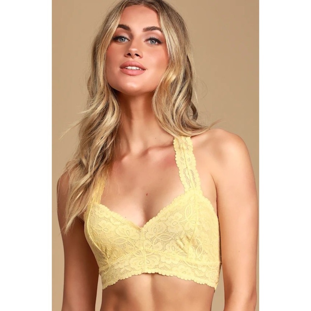 NWT Intimately‎ Free People Galoon Lace Bralette Tank Goldenrod Yellow Size M